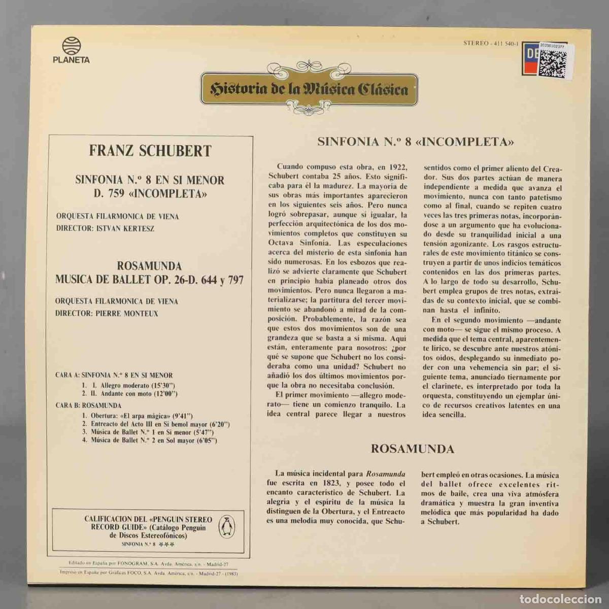 Discos de vinilo: LP. SCHUBERT. D 759 644 797. MONTEUX - Foto 2