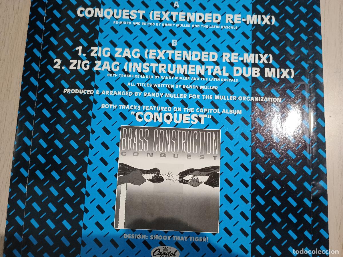 Discos de vinilo: Brass Construction &ndash; Conquest / Zig Zag (Extended Re-Mixes) 1985 disco Electronic - Foto 3