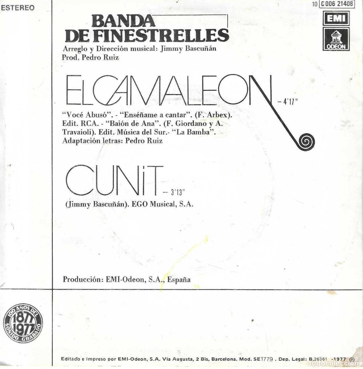 Discos de vinilo: BANDA DE FINESTRELLES - EL CAMALEON - CUNIT - EMI ODEON 1977 - Foto 4
