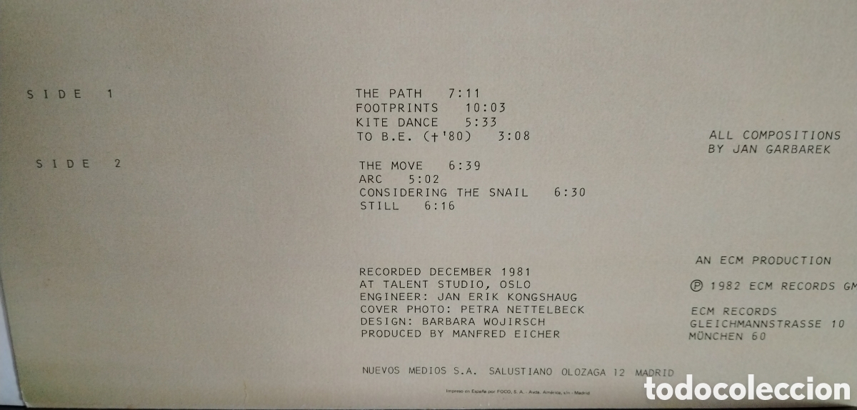 Discos de vinilo: Paths, Prints - Jan Garbarek - Foto 3