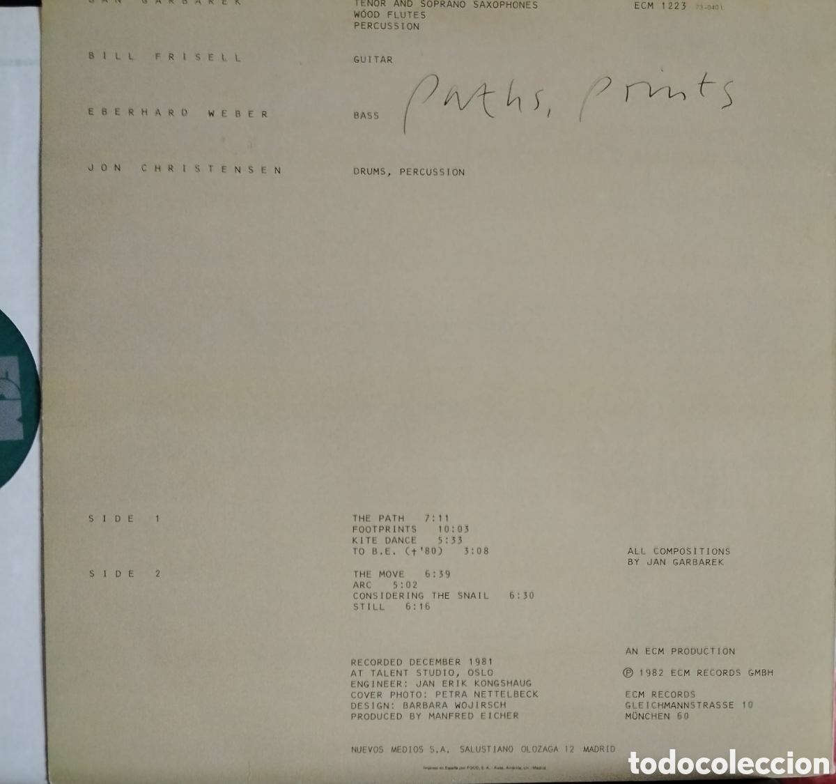 Discos de vinilo: Paths, Prints - Jan Garbarek - Foto 4