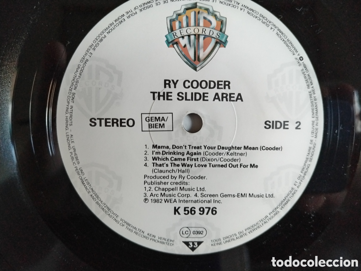 Discos de vinilo: The Slide Area - Ry Cooder - Foto 3