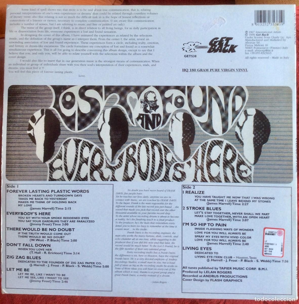 Discos de vinilo: Lost And Found &lrm;&ndash; Everybodys Here // Red. 1999 N.MINT (COMO NUEVO) - Foto 2