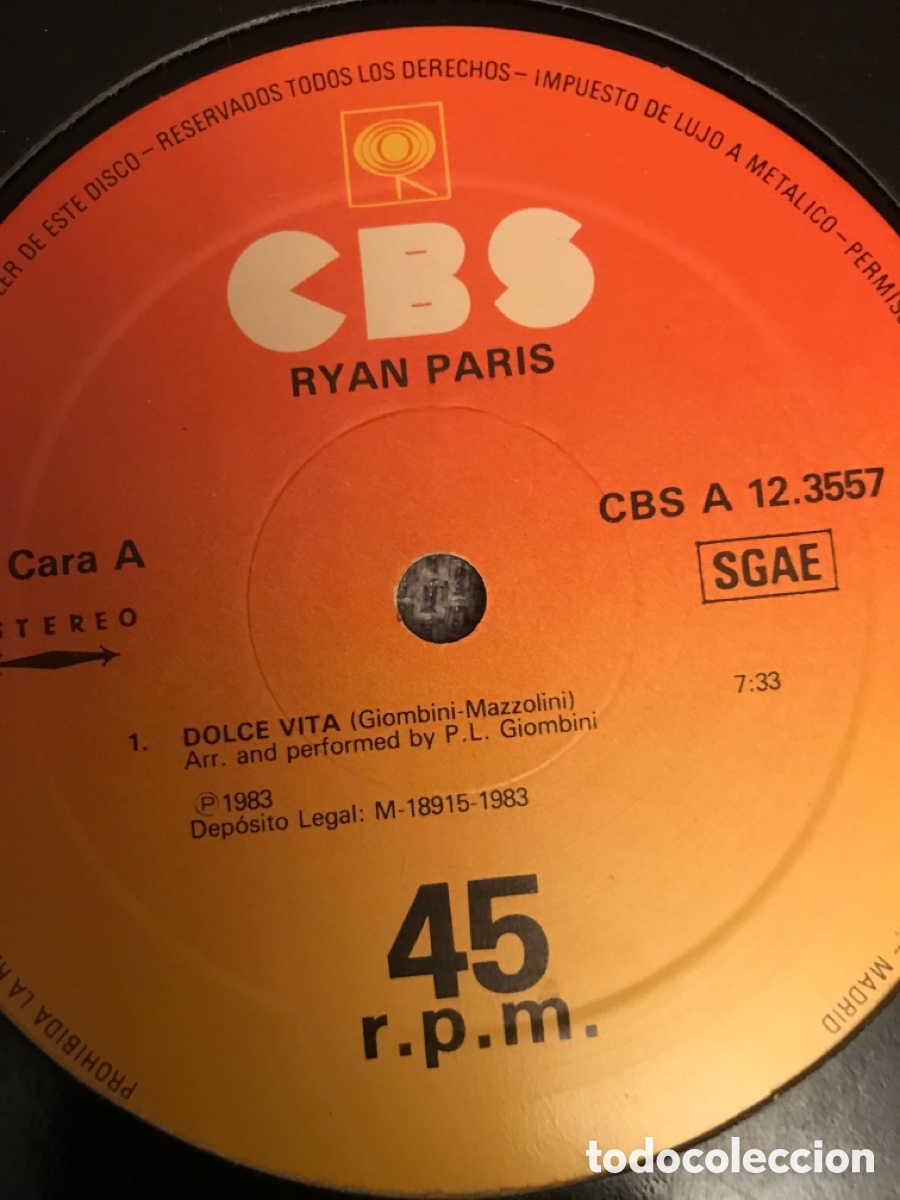 Discos de vinilo: Disco vinilo Ryan Paris Dolce vita - Foto 3