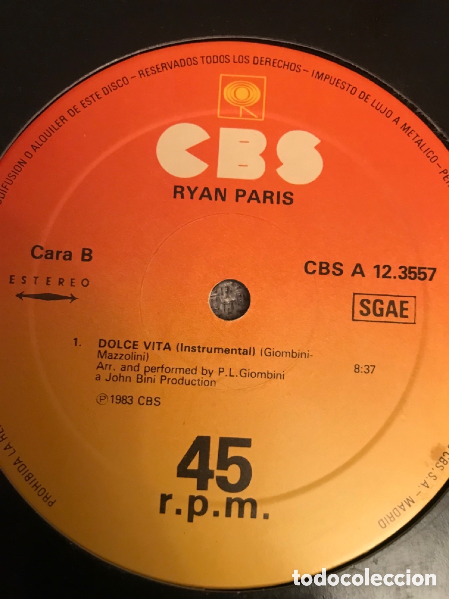 Discos de vinilo: Disco vinilo Ryan Paris Dolce vita - Foto 1