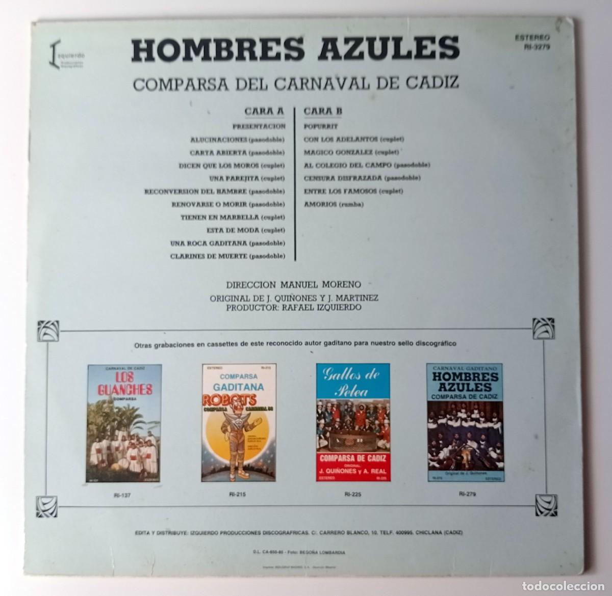 Discos de vinilo: CARNAVAL DE CADIZ - LP COMPARSA HOMBRES AZULES - Foto 2