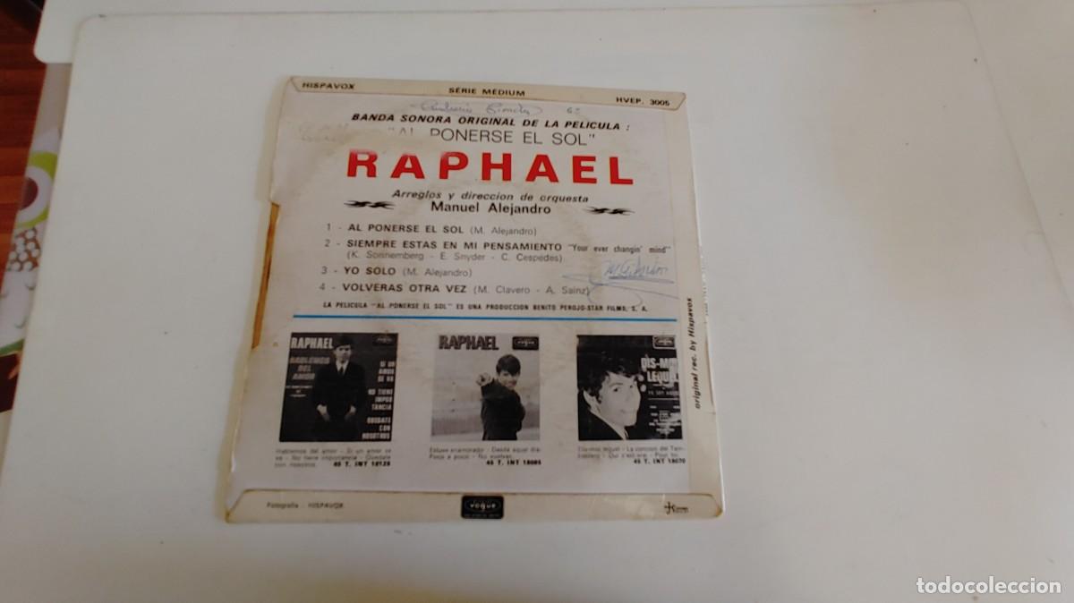 Discos de vinilo: RAPHAEL-EP AL PONERSE EL SOL +3-FRANCES - Foto 2
