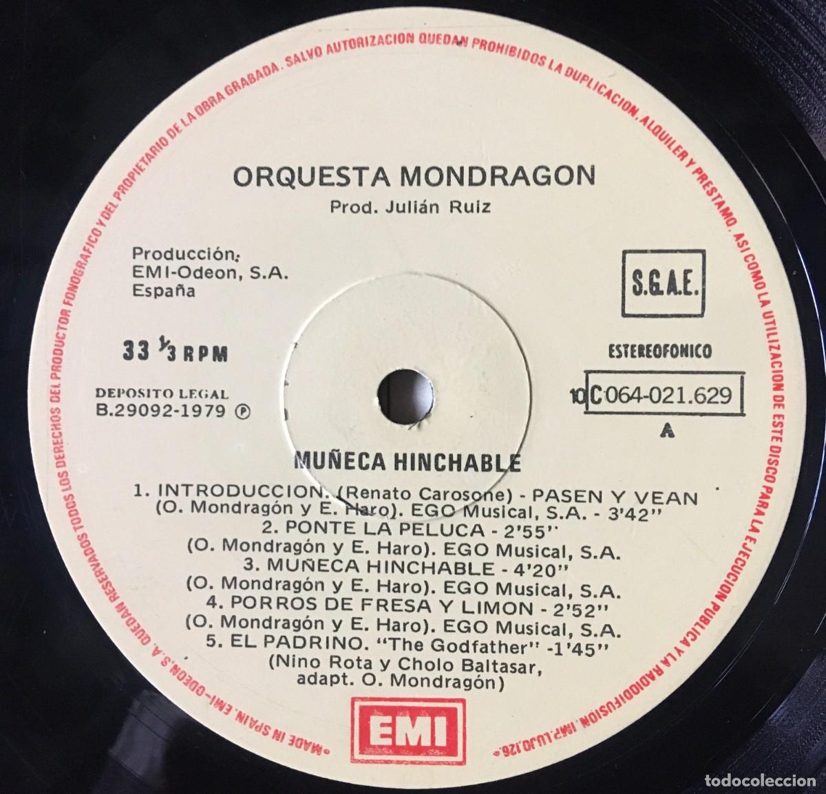 Discos de vinilo: ORQUESTA MONDRAGON - MU&Ntilde;ECA HINCHABLE, LP 1979 - Foto 2