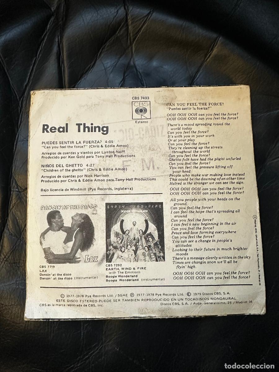 Discos de vinilo: SINGLE REAL THING - CAN YOU FEEL THE FORCE - ESPA&Ntilde;A - Foto 2