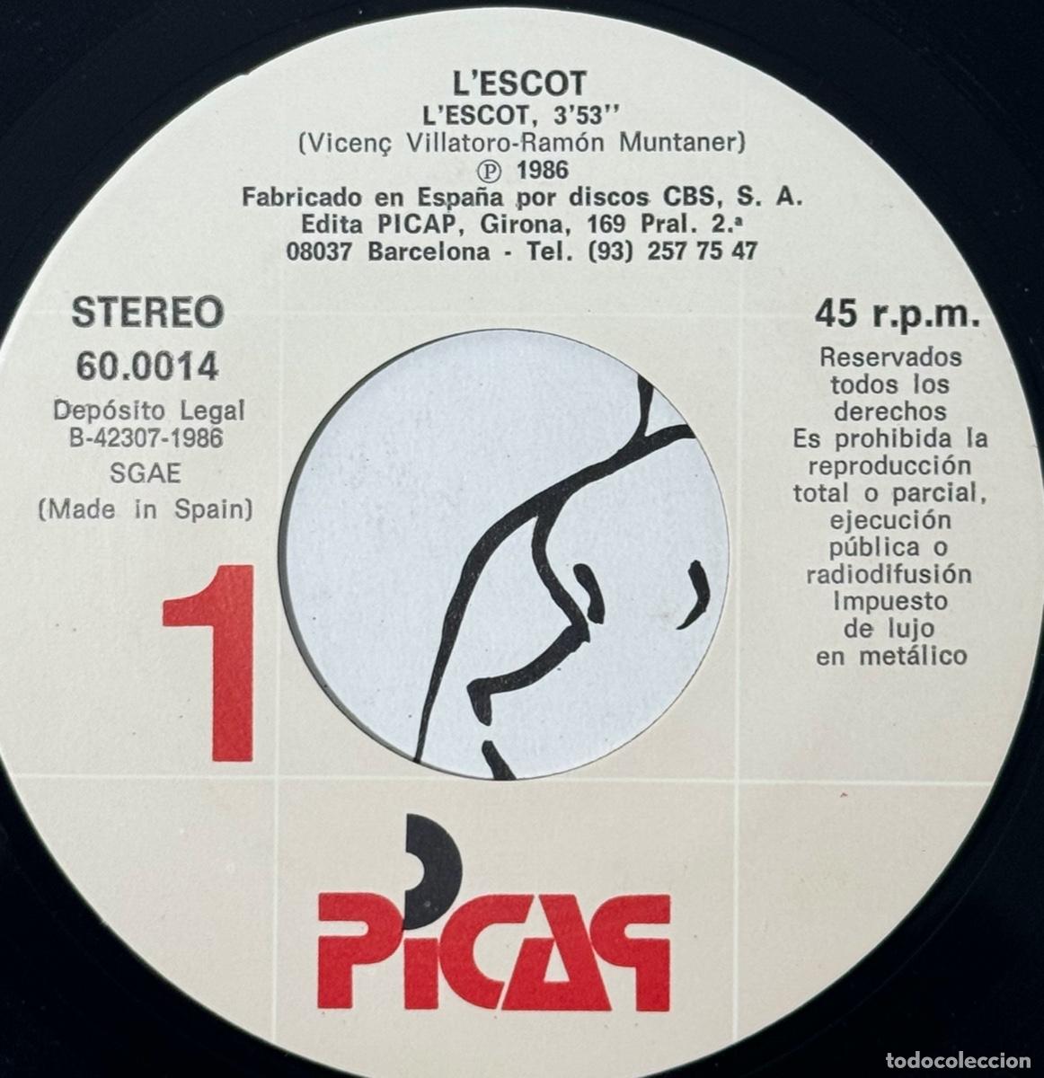 Discos de vinilo: SINGLE LESCOT (EL ESCOTE) - RAMON MUNTANER - 1986 - Foto 4