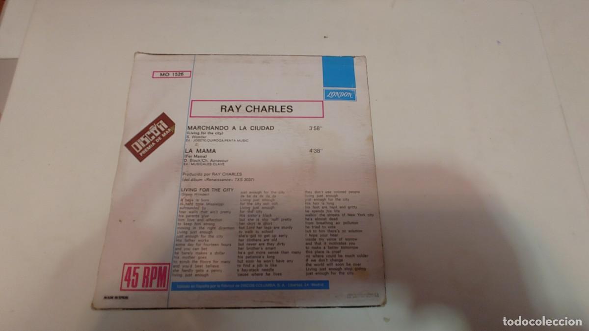 Discos de vinilo: RAY CHARLES-SINGLE MARCHANDO A LA CIUDAD - Foto 2
