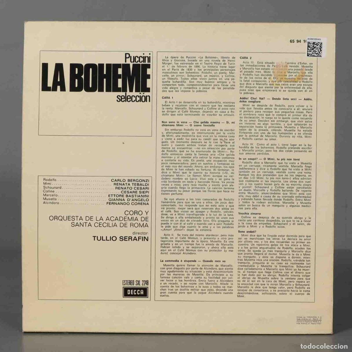 Discos de vinilo: LP. Serafin &ndash; La Boh&egrave;me PUCCINI - Foto 2