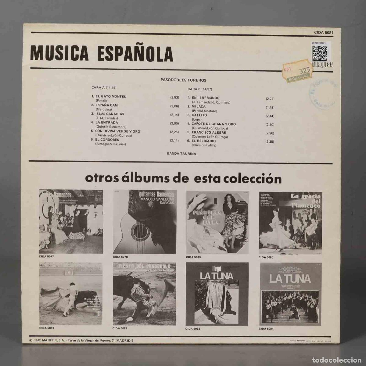 Discos de vinilo: LP. PASODOBLES TOREROS - Foto 2