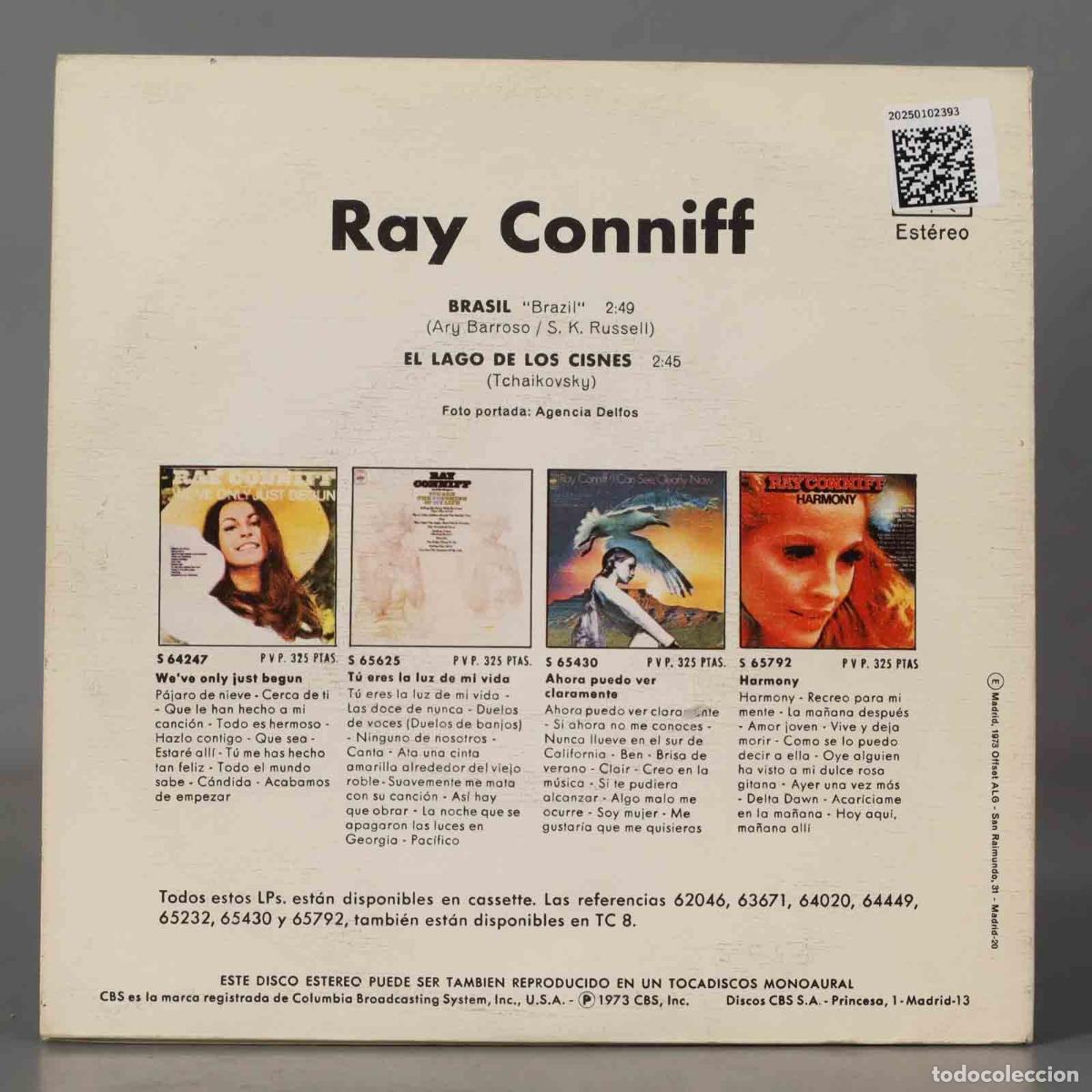 Discos de vinilo: SINGLE. Ray Conniff &ndash; Brasil / El Lago De Los Cisnes - Foto 2