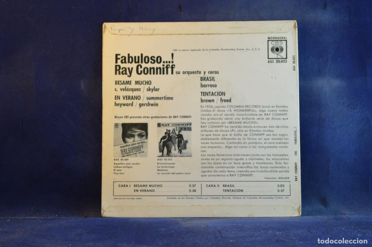 Discos de vinilo: FABULOSO - RAY CONNIFF SUS ORQUESTAS Y COROS - SINGLE - Foto 2