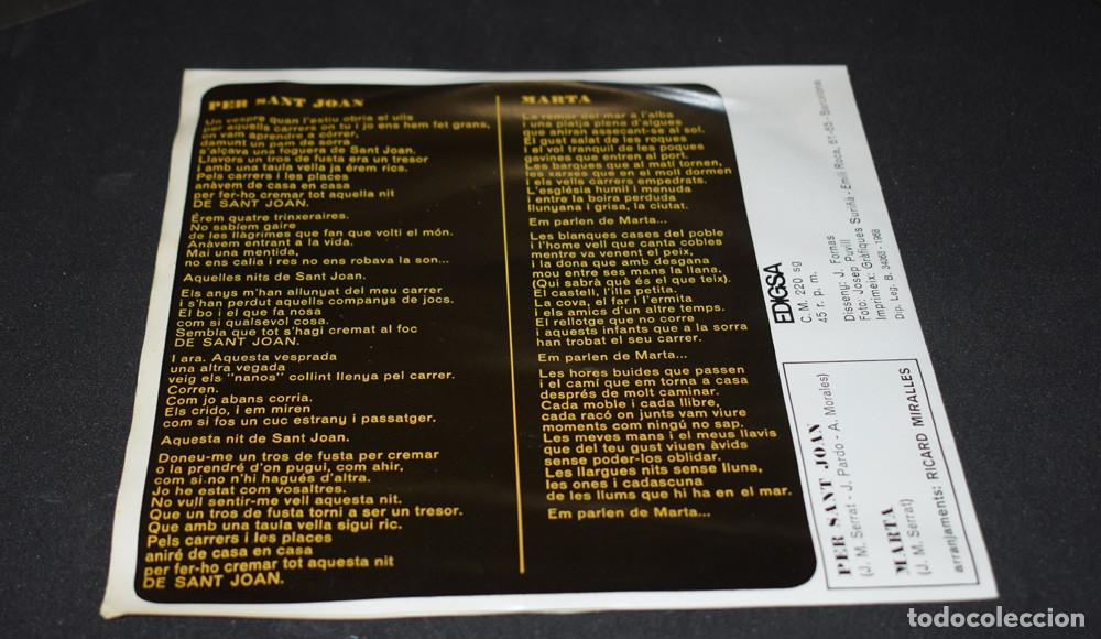 Discos de vinilo: Joan Manuel Serrat &lrm;&ndash; Per Sant Joan / Marta - SINGLE 1968 - Foto 3