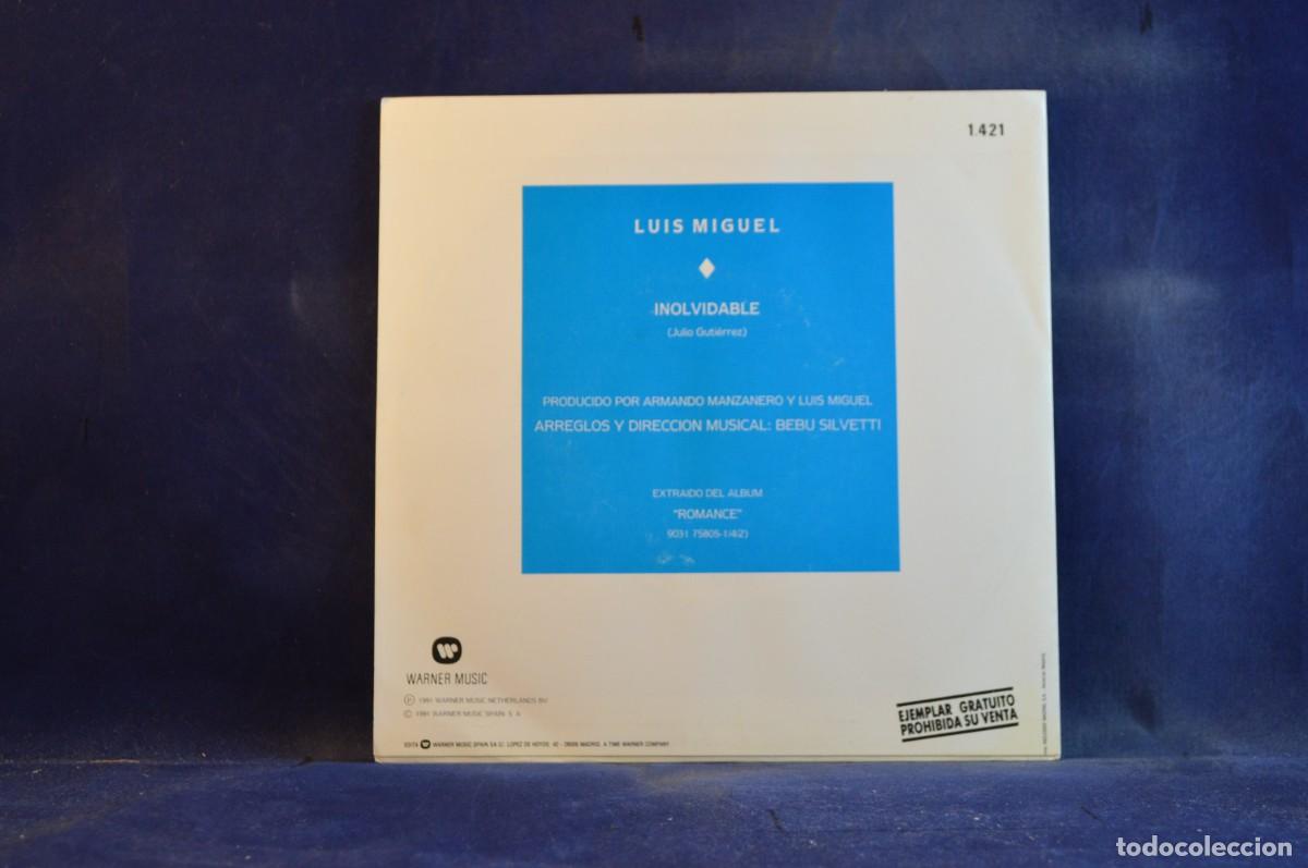 Discos de vinilo: LUIS MIGUEL - INOLVIDABLE - SINGLE - Foto 2