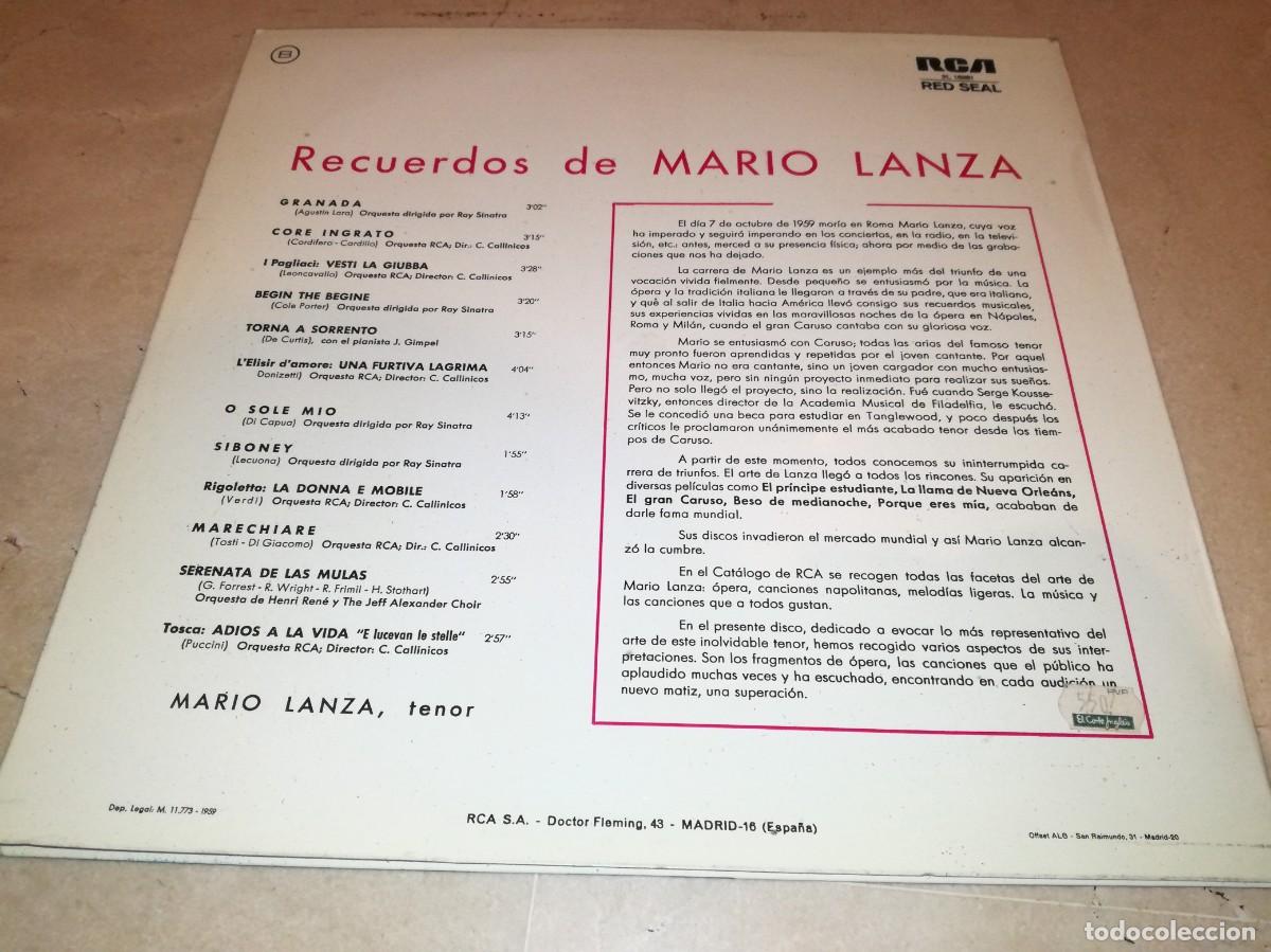 Discos de vinilo: RECUERDOS DE MARIO LANZA-RCA - Foto 2