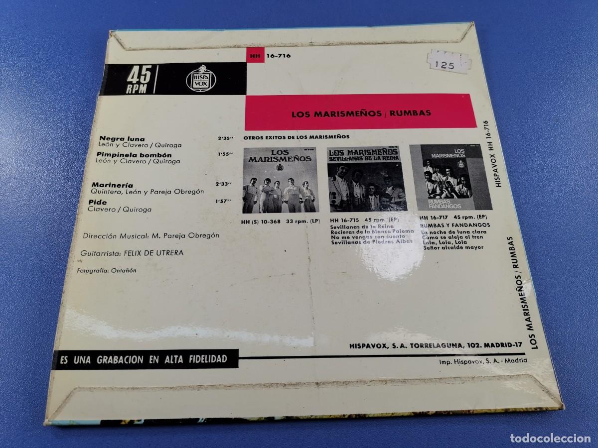 Discos de vinilo: SINGLE.VINILO. LOS MARISME&Ntilde;OS. RUMBAS. HISPAVOX HH 16 - 716. - Foto 4
