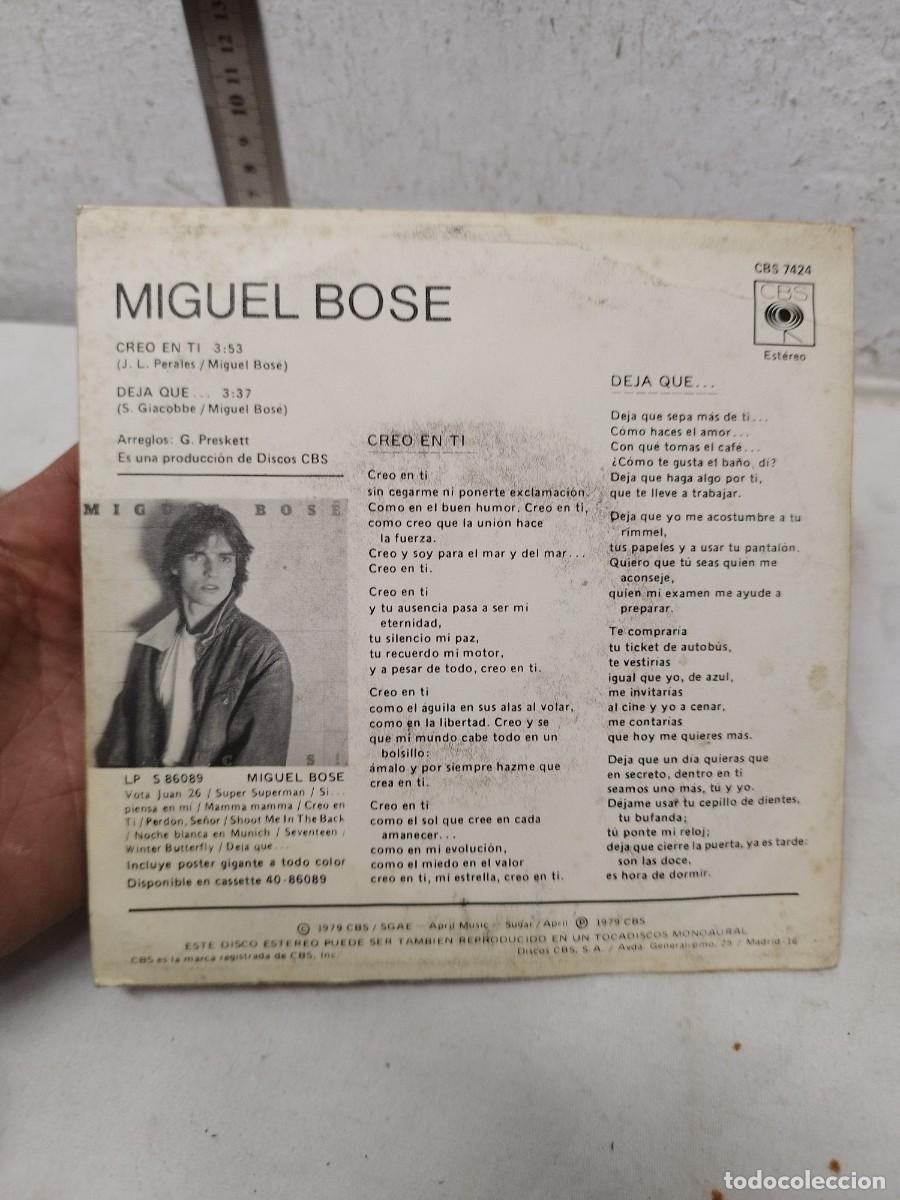 Discos de vinilo: Miguel bose, creo en le, deja de... vinilo single - Foto 4