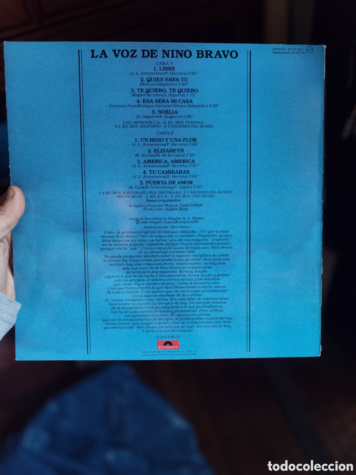 Discos de vinilo: DISCO VINILO LA VOZ DE NINO BRAVO - Foto 2