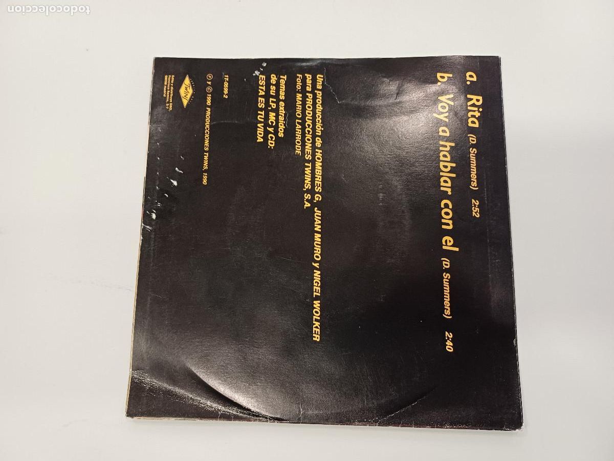 Discos de vinilo: HOMBRES G/RITA/SINGLE. - Foto 3