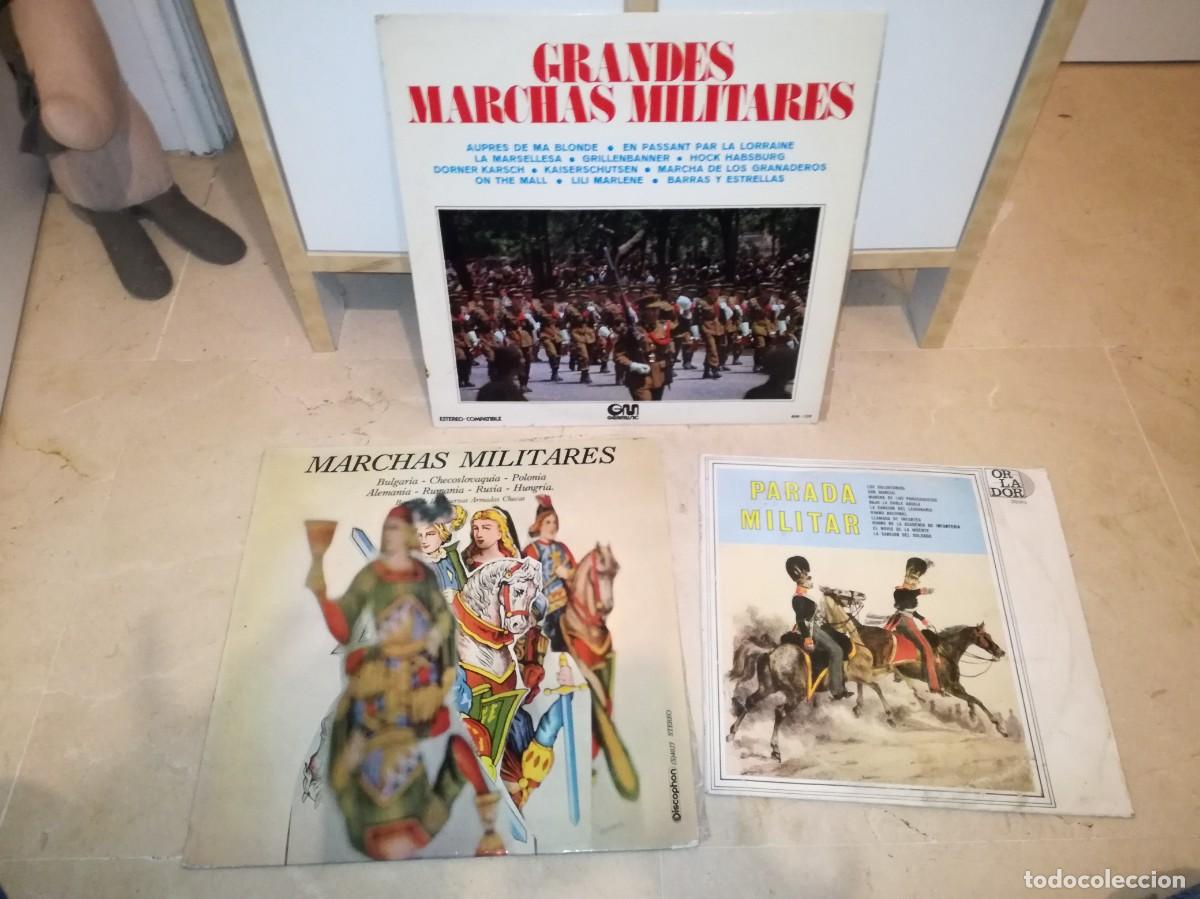 Discos de vinil: LOTE DE 3 DISCOS DE MARCHAS MILITARES-ORIGINALES A&Ntilde;OS 60 Y 70