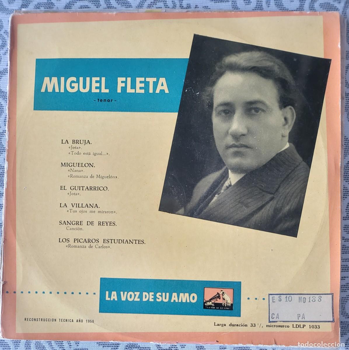 Discos de vinil: Miguel Fleta10&rdquo; sello La voz de su amo editado en Espa&ntilde;a 1958...