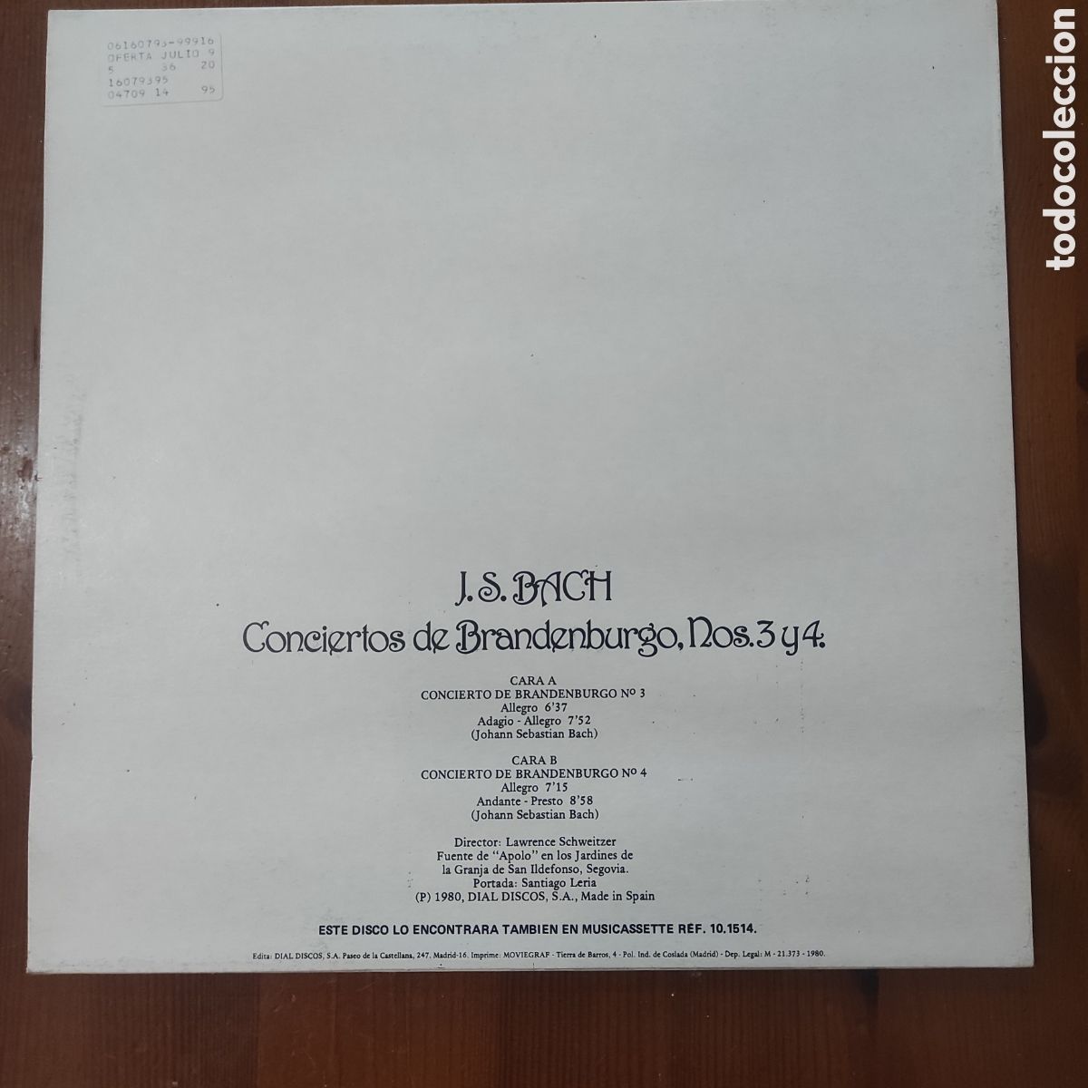 Discos de vinilo: Conciertos de Brandenburgo 3 y 4 - Foto 4