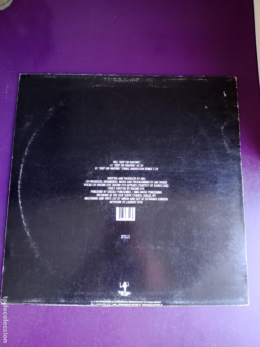 Discos de vinilo: Hell &lrm;&ndash; Keep On Waiting - MAXI DEEJAY GIGOLO 2003 - ELECTRONICA, TECHNO, LEVE USO DJ - Foto 2