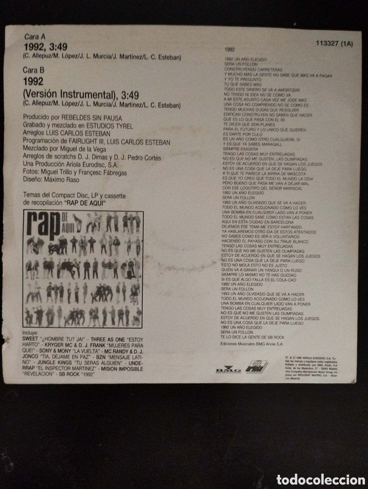 Discos de vinilo: SB Rock &ndash; 1992. 1990. Vinilo, 7&rdquo;, Single - Foto 2