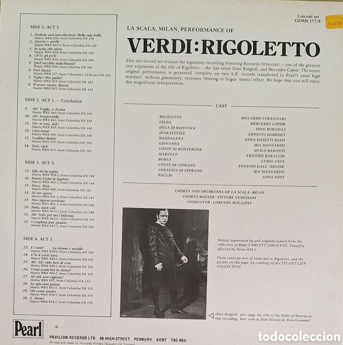 Discos de vinilo: Rigoletto. Verdi. Stracciari&bull;Borgioli&bull;Capsir - Foto 3