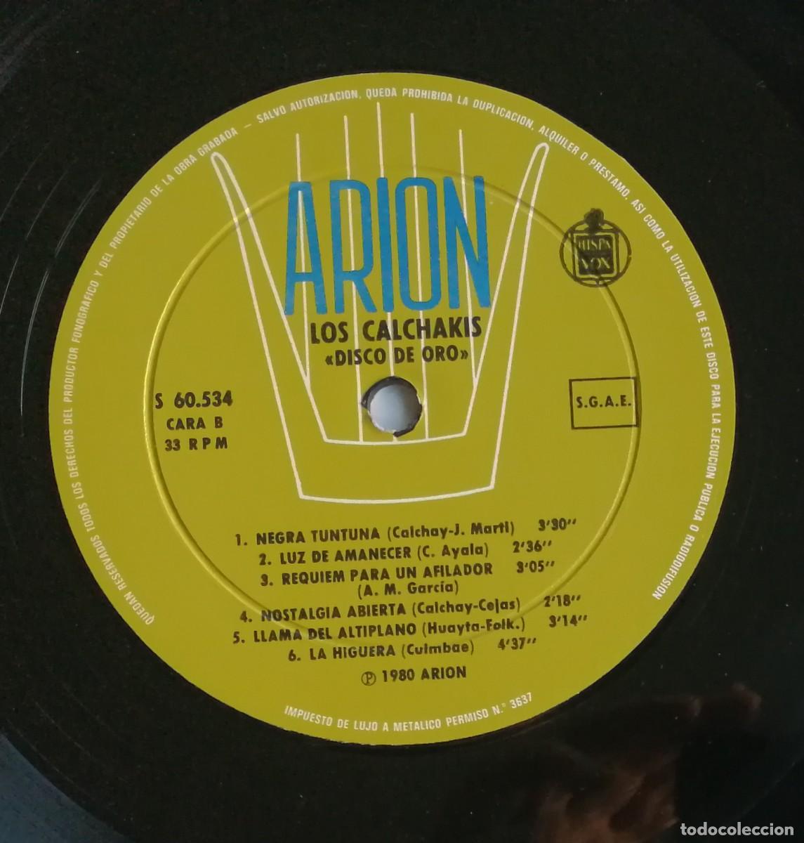 Discos de vinilo: Los Calchakis, Disco De Oro, Arion &ndash; S 60.534 - Foto 8