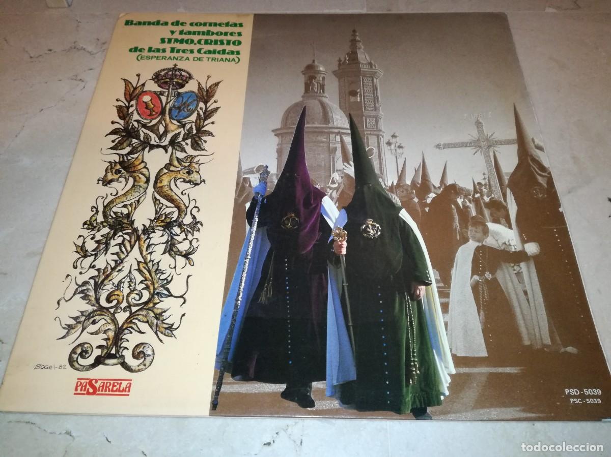 Discos de vinil: PORTADA DE LA BANDA DE CORNETAS Y TAMBORES STMO. CRISTO DE LAS TRES CAIDAS