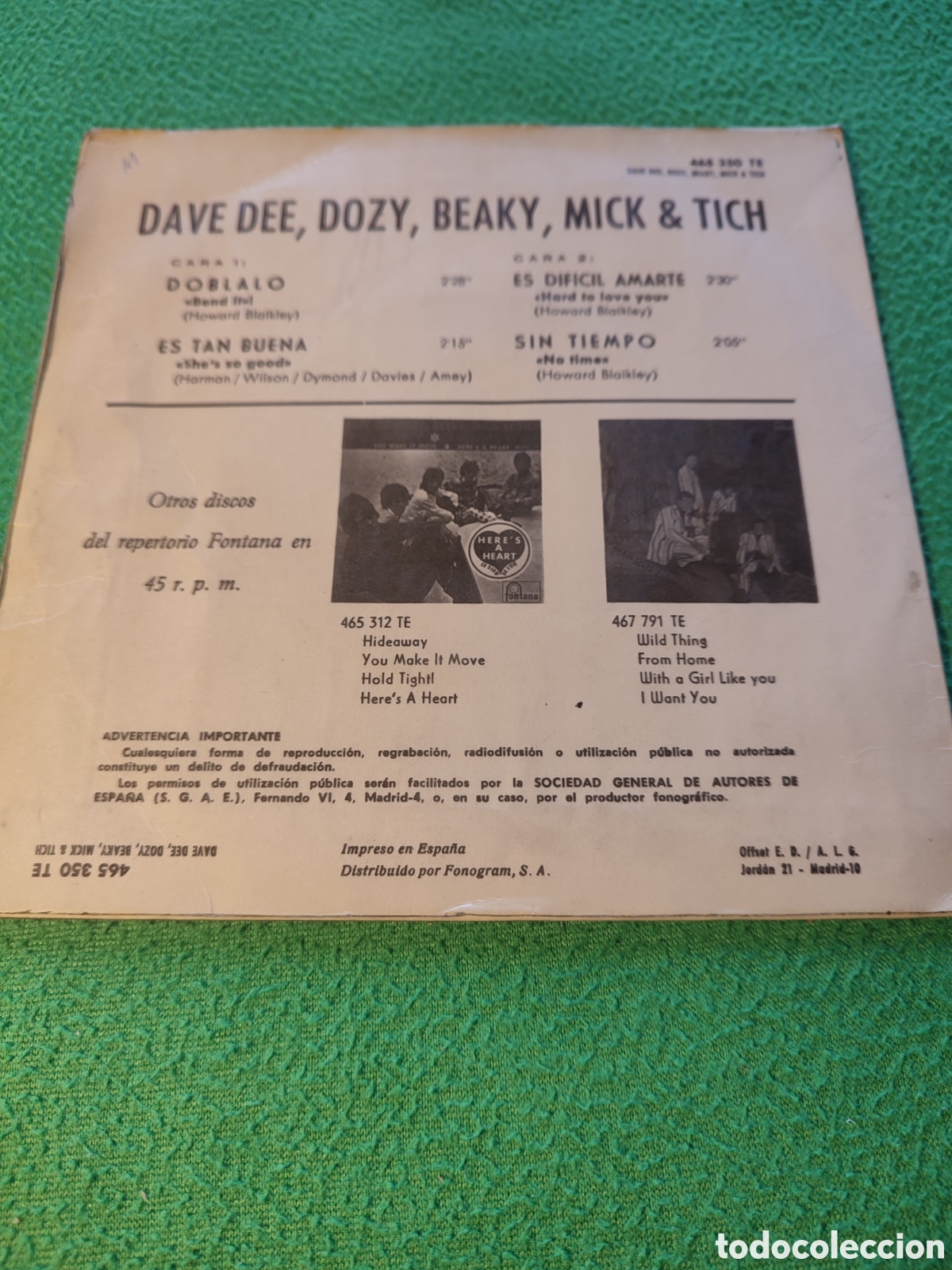 Discos de vinilo: Dave Dee Dozy Beaky Mick Tich - Bend It + 3 - Foto 2