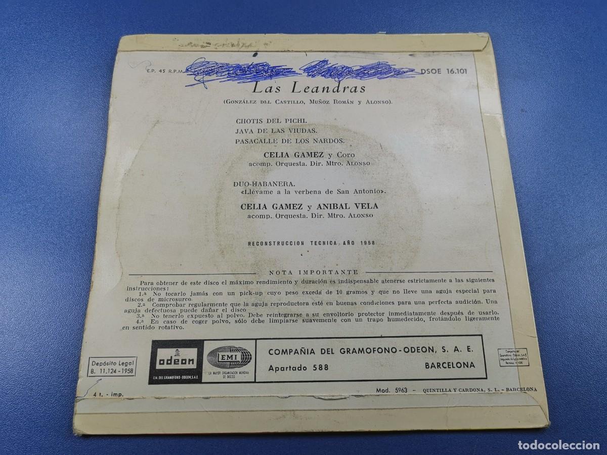 Discos de vinilo: LAS LEANDRAS - CELIA G&Aacute;MEZ - SINGLE VINILO - EMI - 1958 - Foto 5