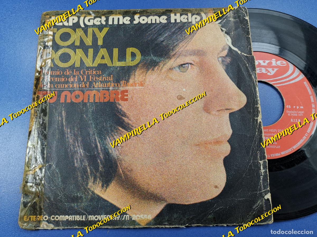 Discos de vinilo: TONY RONALD - HELP + TU NOMBRE - SG 1971 - Foto 1