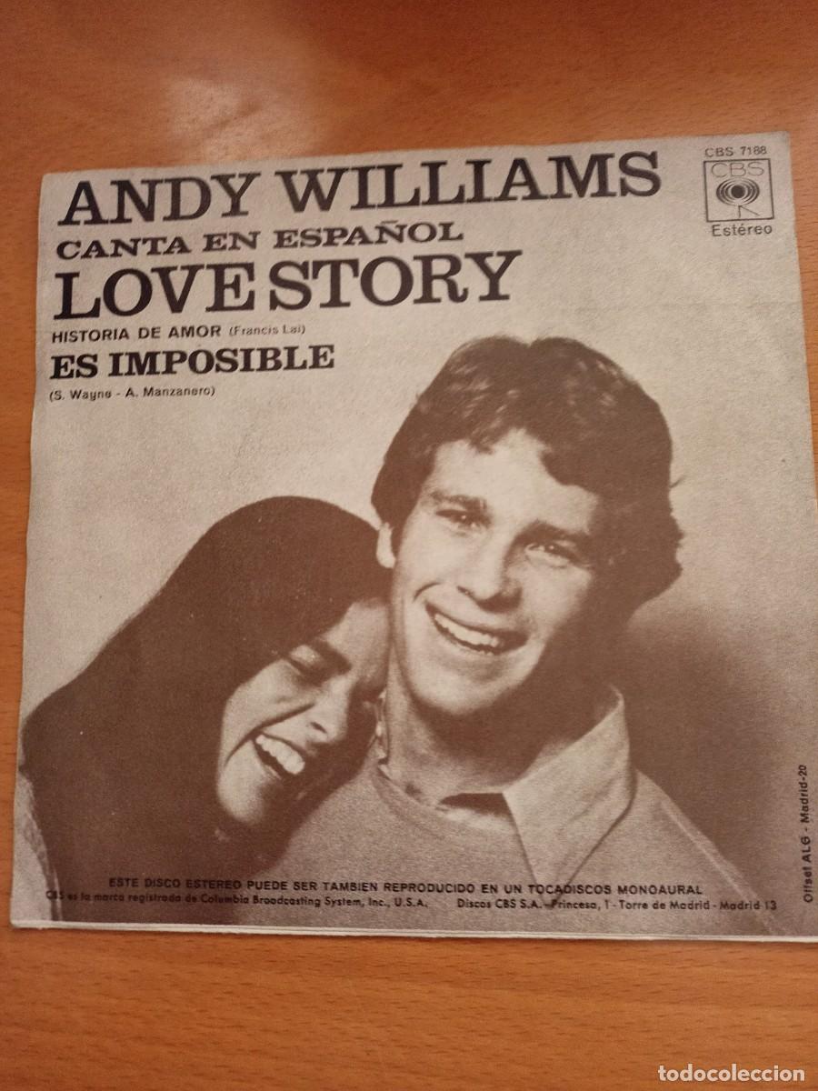 Discos de vinilo: DISCO VINILO DE 45 RPM DE ANDY WILLIAMS - Foto 2