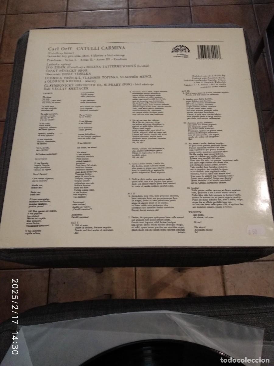 Discos de vinilo: CARL OFF - CATULLI-CARMINA SELLO SUPRAPHON - Foto 2