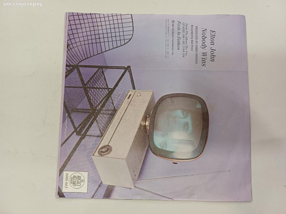 Discos de vinilo: ELTON JOHN/NOBODY WINS/SINGLE. - Foto 3