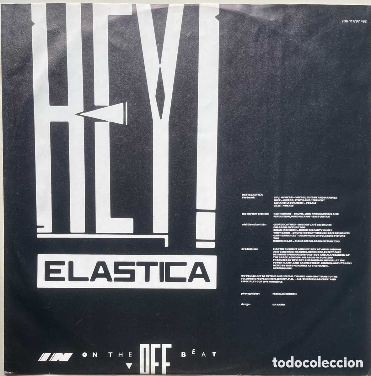 Discos de vinilo: HEY! EL&Aacute;STICA- In on The off beat 1983 - Foto 3
