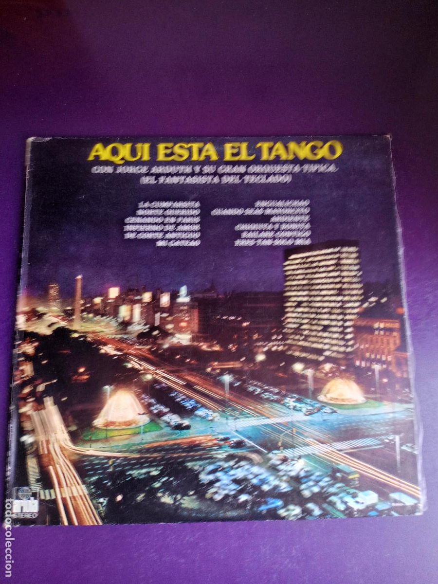 Disques de vinyle: Jorge Arduh Y Su Orquesta T&iacute;pica &lrm;&ndash; Aqui Esta El Tango - LP ARIOLA 1975, POCO USO, FOTO BUENOS AIRES