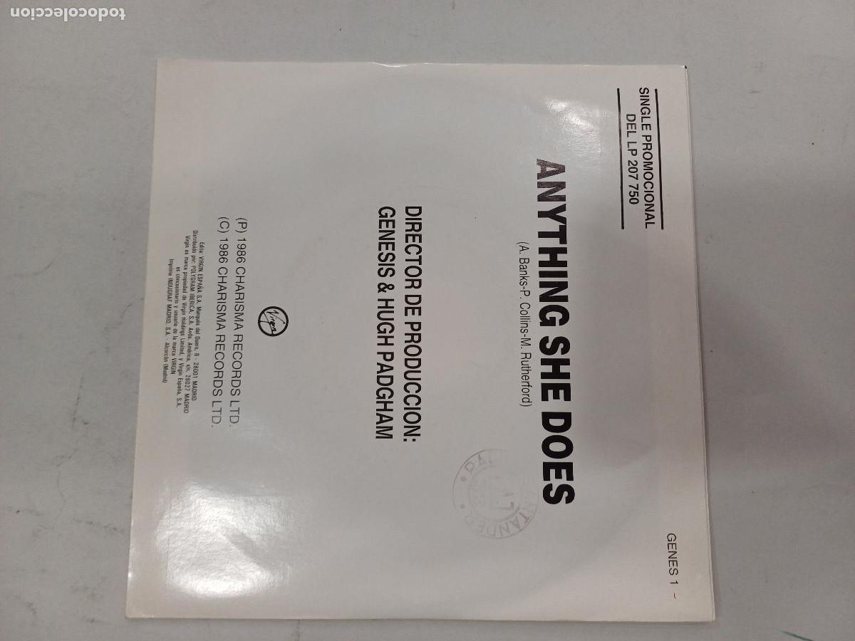 Discos de vinilo: GENESIS/ANYTHING SHE DOES/SINGLE PROMOCIONAL. - Foto 3