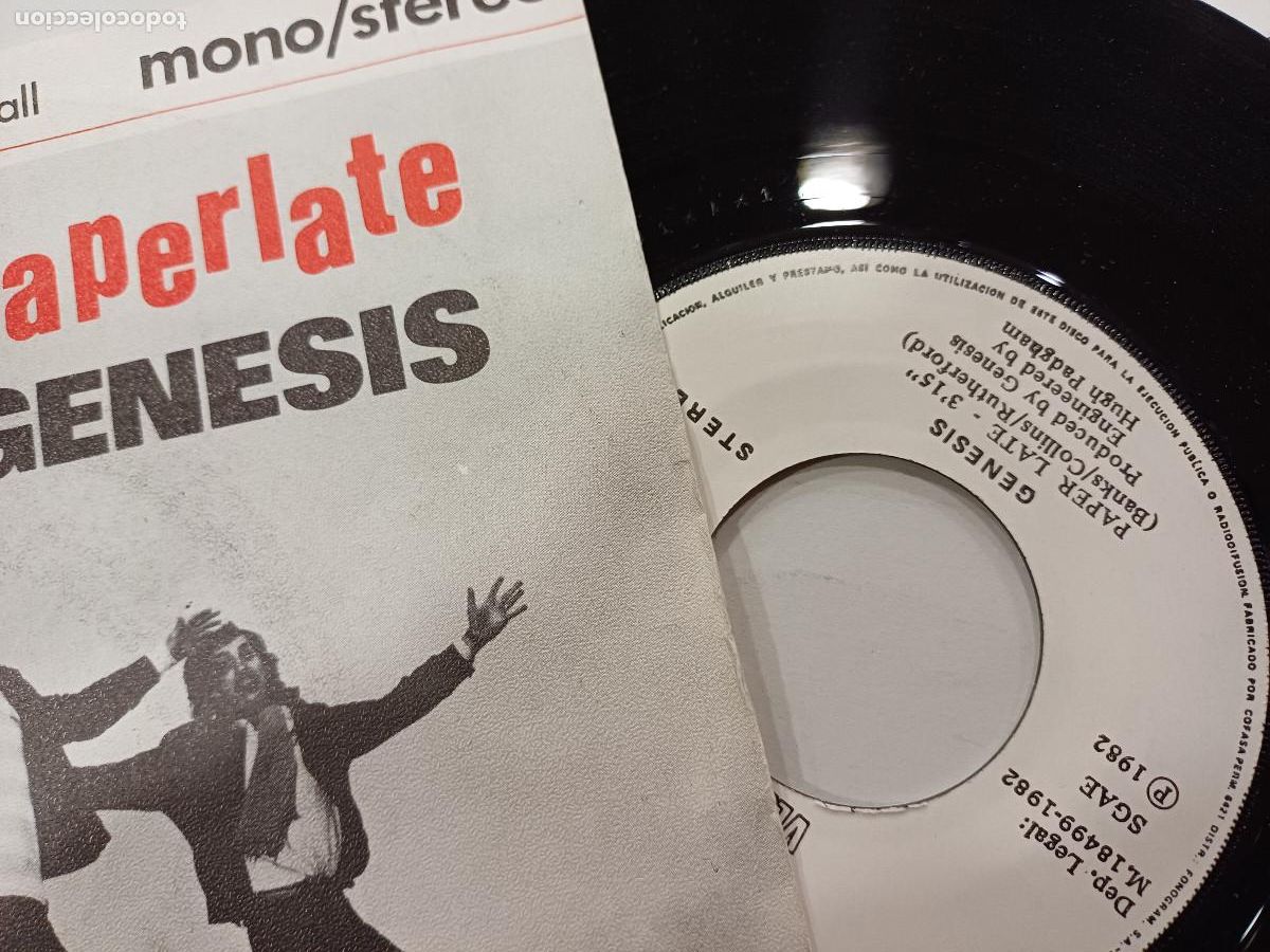 Discos de vinilo: GENESIS/PAPER LATE/SINGLE. - Foto 2