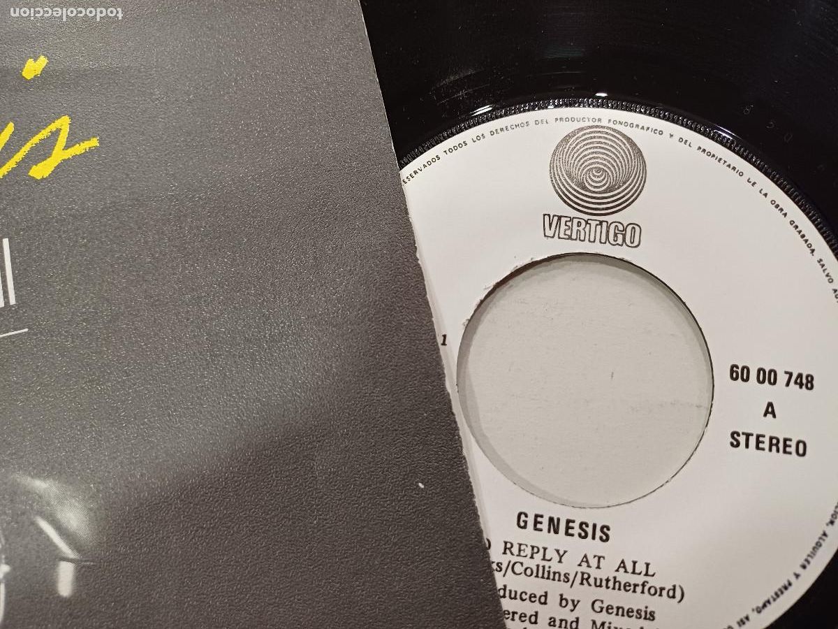 Discos de vinilo: GENESIS/NO REPLAY AT ALL/SINGLE. - Foto 2