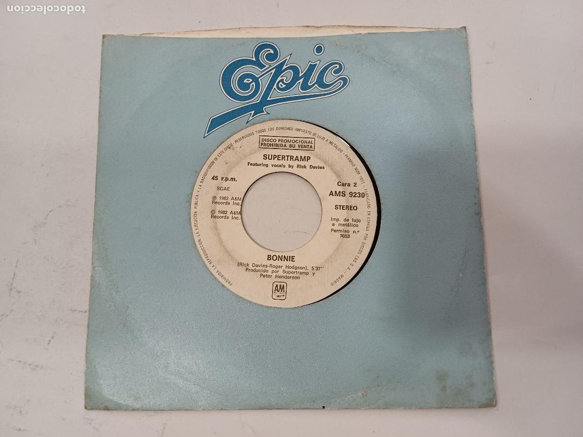Discos de vinilo: SUPERTRAMP/ITS RAINING AGAIN/SINGLE PROMOCIONAL. - Foto 1