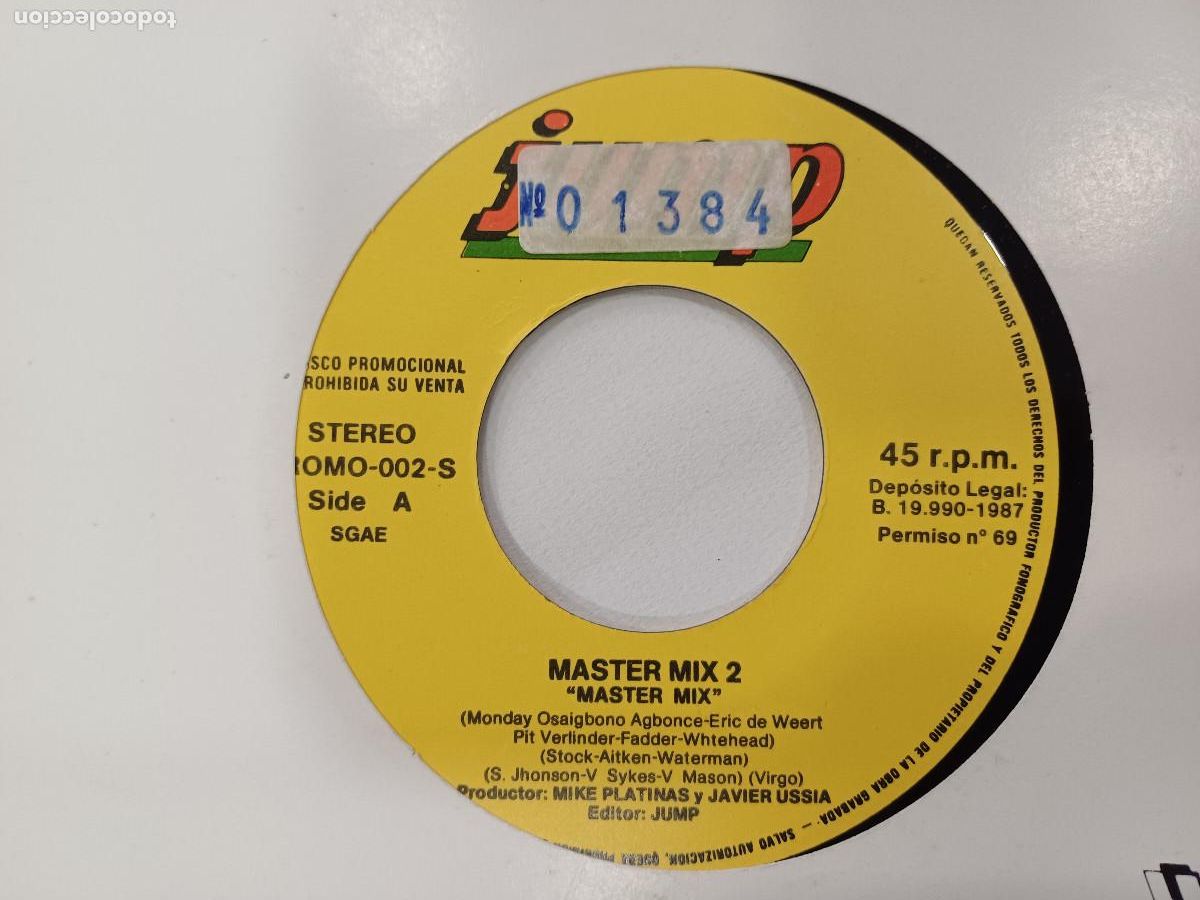 Discos de vinilo: MASTER MIX 2/SINGLE PROMOCIONAL. - Foto 2