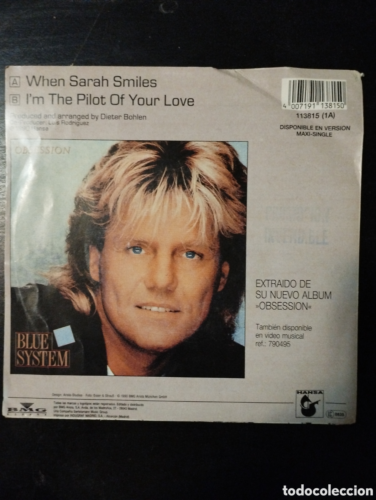 Discos de vinilo: Blue System &ndash; When Sarah Smiles. 1991. Espa&ntilde;a. Vinilo, 7&rdquo;, 45 RPM, Single - Foto 2