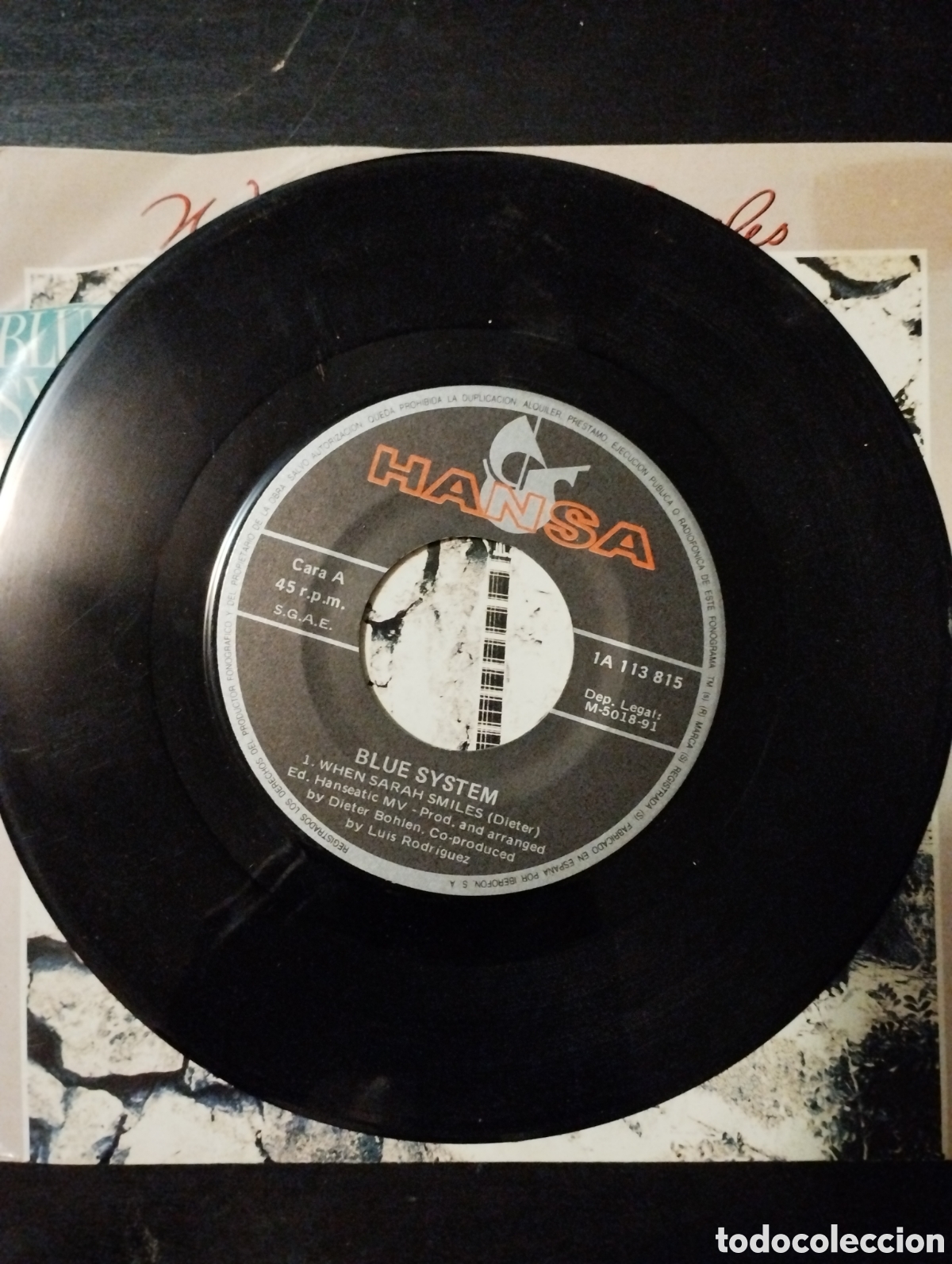 Discos de vinilo: Blue System &ndash; When Sarah Smiles. 1991. Espa&ntilde;a. Vinilo, 7&rdquo;, 45 RPM, Single - Foto 3