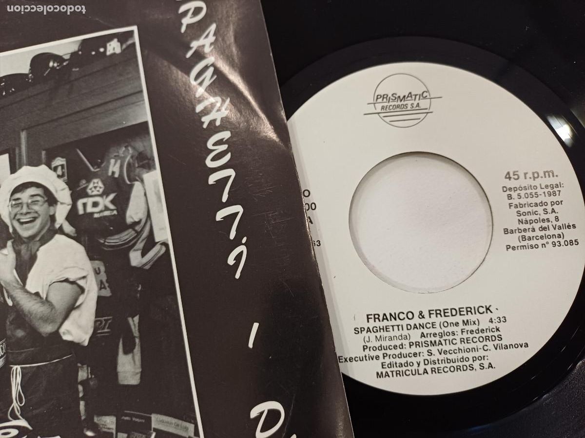 Discos de vinilo: FRANCO & FREDERICK/SPAGHETTI DANCE/SINGLE PROMOCIONAL. - Foto 2